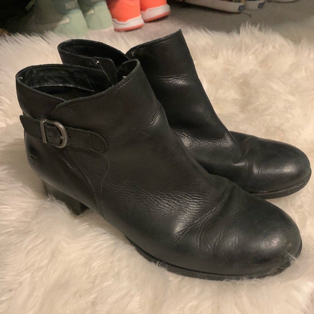Born Black Booties With Buckles Size 8 1/2